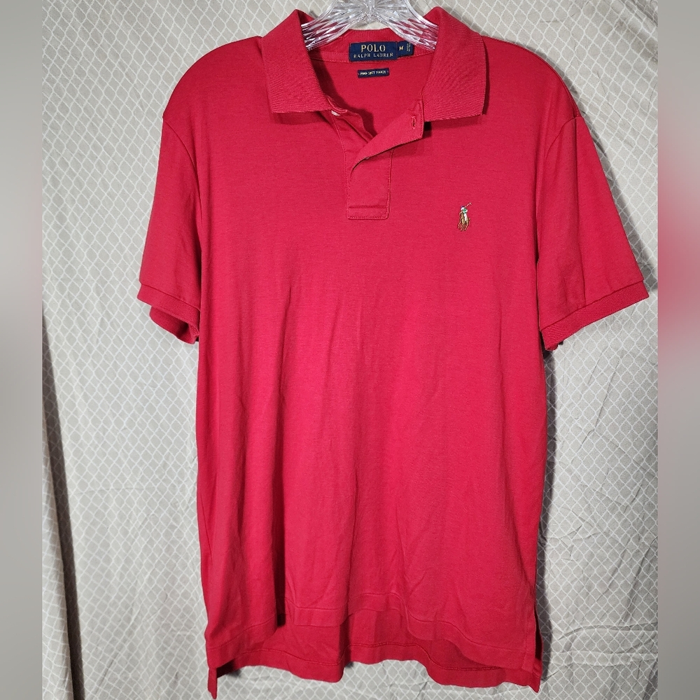 Vintage Ralph Lauren Pima Soft Touch Red Polo Shirt Men's Medium Used